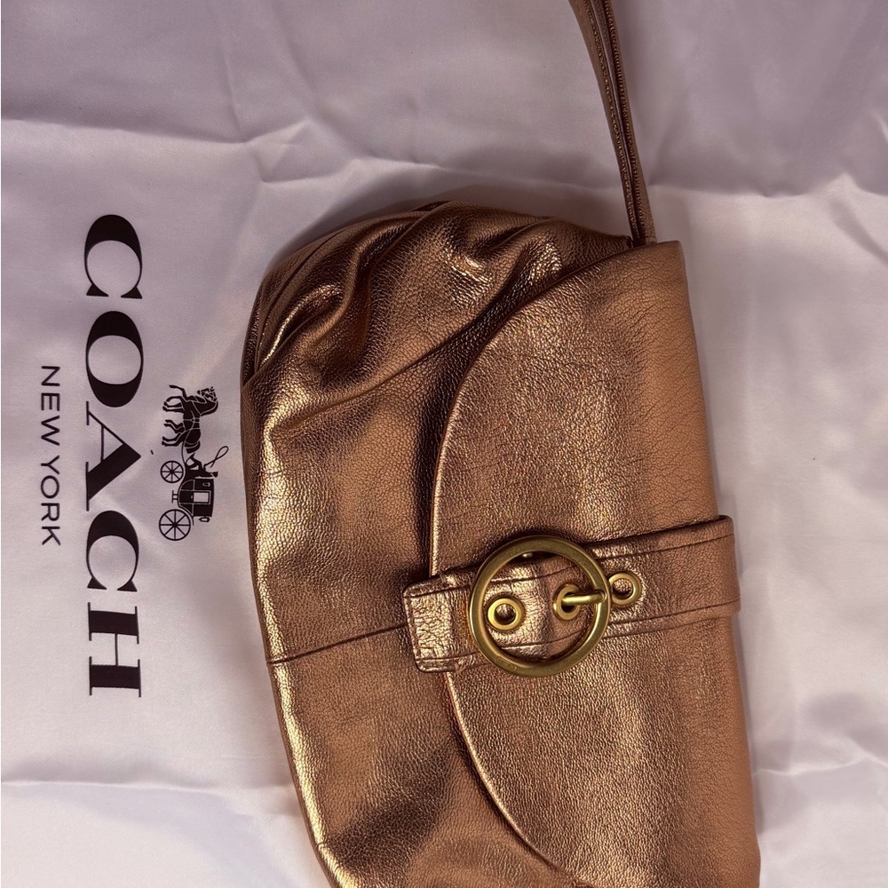 Coach Metallic Bronze Wristlet Clutch